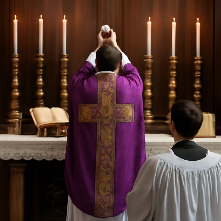 What Does It Mean to Be Catholic? Mass and Sacraments Catholics participating in Mass inside a church