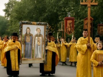 Orthodox Christian worship inside a church