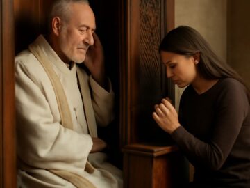 Catholic preparing for the Sacrament of Reconciliation