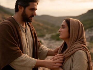Open Bible with highlighted verses on strength and courage